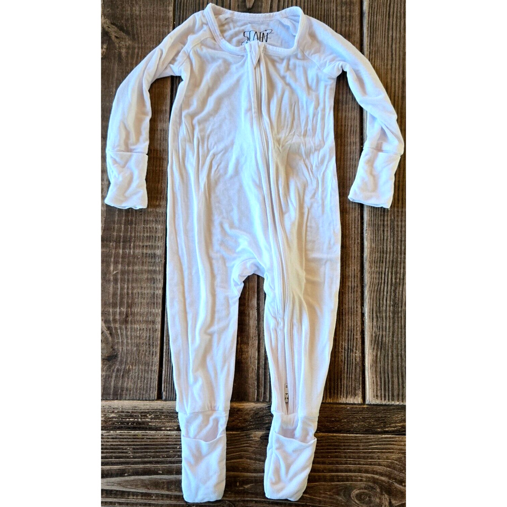 Scainf Baby Zipper Footie One Piece Pajama 3‎ 6 M White Bamboo Sleeper Jumpsuit